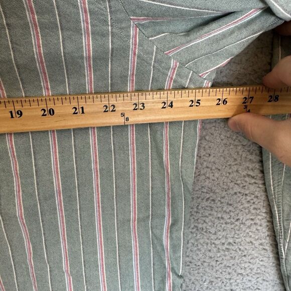 S Ralph Lauren Shirt Mens LT Green Striped Long Sleeve Button Down Classic Fit - Picture 4 of 7